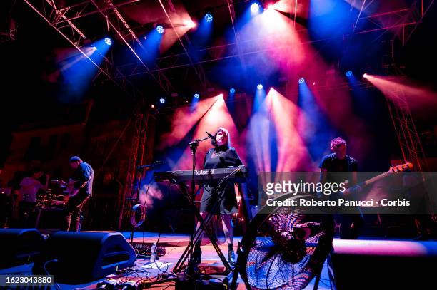 Rachel Goswell of the band Slowdive performs at Ypsigrock Festival 2023 on August 11, 2023 in Castelbuono, Italy.