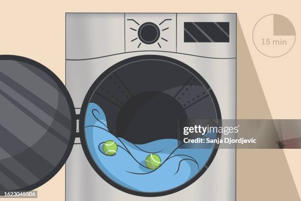 washing machine - bathroom routine stock illustrations