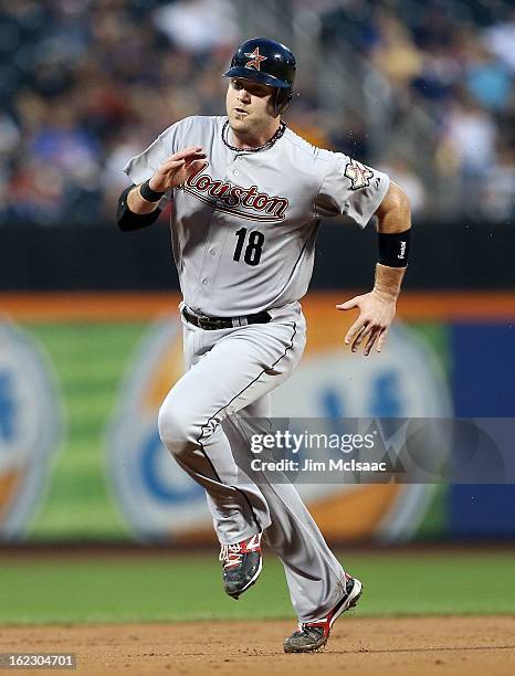 Chris Snyder of the Houston Astros in action against the New York Mets at Citi Field on August 24, 2012 in the Flushing neighborhood of the Queens...