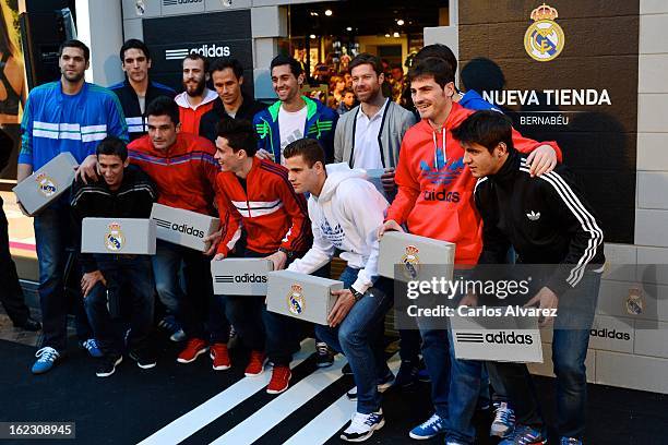 Players of Real Madrid CF and Real Madrid Basketball Felipe Reyes, Angel Di Maria, Carlos Suarez, Antonio Adan, Sergio Rodriguez, Ricardo Carvalho,...