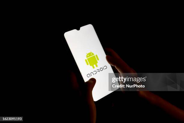 In this photo illustration an Android logo seen displayed on a smartphone screen in Chania, Greece on August 25, 2023.