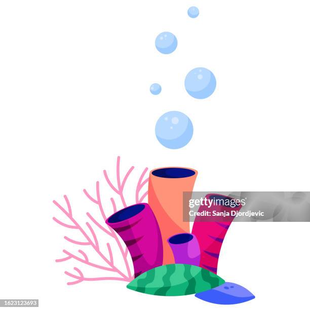 corals with bubbles - underwater coral stock illustrations