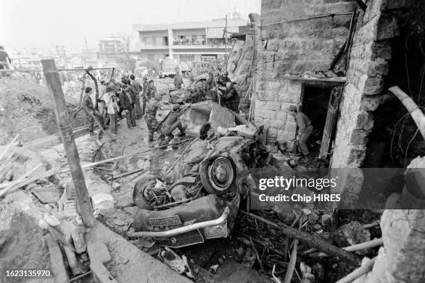 Le lieu du crash d'un avion américain abattu par l'armée syrienne à Jounieh, le 4 décembre 1983.