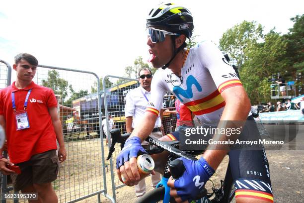 Stage winner Oier Lazkano Lopez of Spain and Movistar Team reacts after the 45th Vuelta a Burgos 2023, Stage 4 a 157km stage from Santa Gadea del Cid...