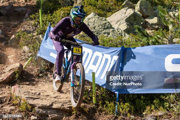 Vallnord Pal Arinsal, Andorra Jordan WILLIAMS of Great Britain competes in the DHI Downhill training for men during the the UCI Mountain Bike World...