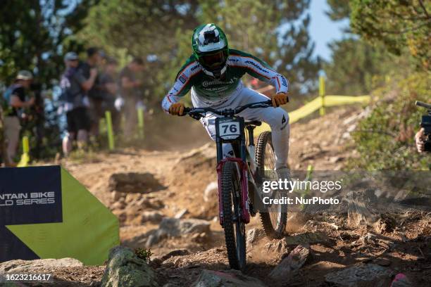 Vallnord Pal Arinsal, Andorra Christopher CUMMING of Ireland competes in the DHI Downhill training for men during the the UCI Mountain Bike World Cup...