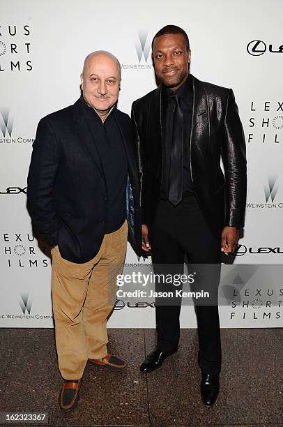 Anupam Kher and Chris Tucker attend Lexus Short Film Series "Life Is Amazing" presented by The Weinstein Company and Lexus at DGA Theater on February...