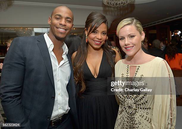 Mehcad Brooks, Sanaa Lathan, and Kathleen Robertson attend Vanity Fair and the Fiat brand Celebration of Una Notte Verde with Hans Zimmer and Ron...