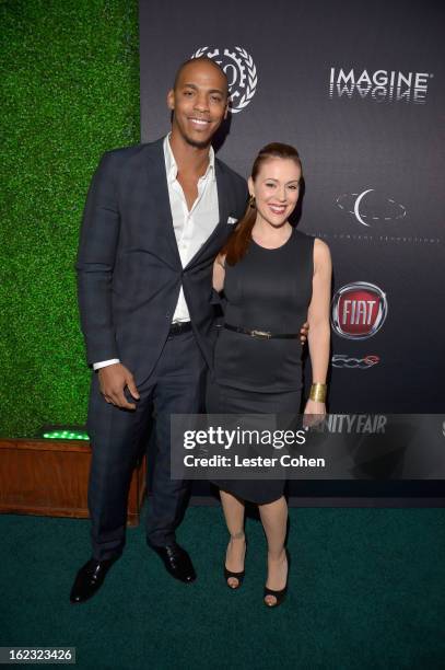 Actors Mehcad Brooks and Alyssa Milano attend Vanity Fair and the Fiat brand Celebration of Una Notte Verde with Hans Zimmer and Ron Howard in...