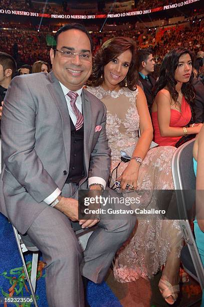 Gilberto Santa Rosa and Alexandra Malagon attend Univision's Premio Lo Nuestro a La Musica Latina at American Airlines Arena on February 21, 2013 in...