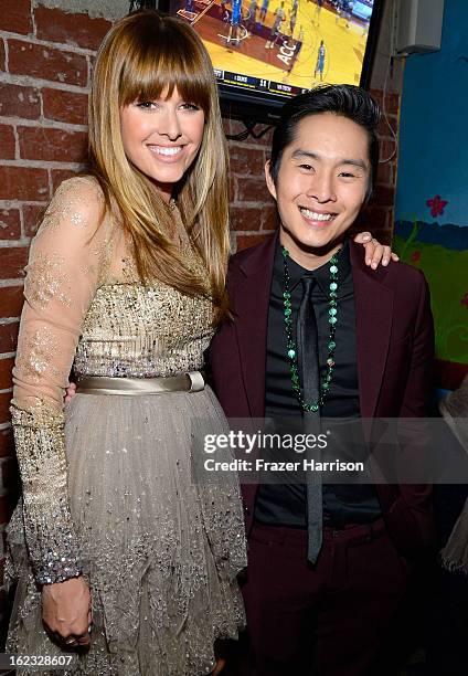 Actors Sarah Wright and Justin Chon attend Relativity Media's "21 and Over" premiere after party at Westwood Brewing Co on February 21, 2013 in...