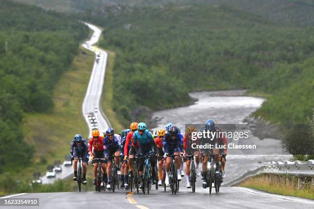 Cristian Scaroni of Italy and Astana Qazaqstan Team, Trym Brennsæter of Norway and Team Groupama-FDJ Continental, Fredrik Dversnes of Norway and...