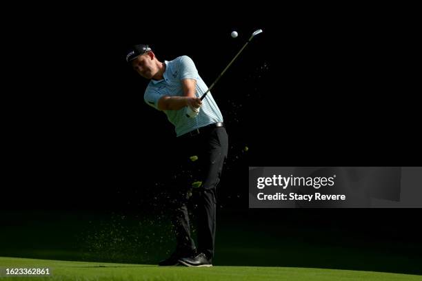 Andrew Putnam of the United States plays a shot on the fourth hole during the second round of the BMW Championship at Olympia Fields Country Club on...