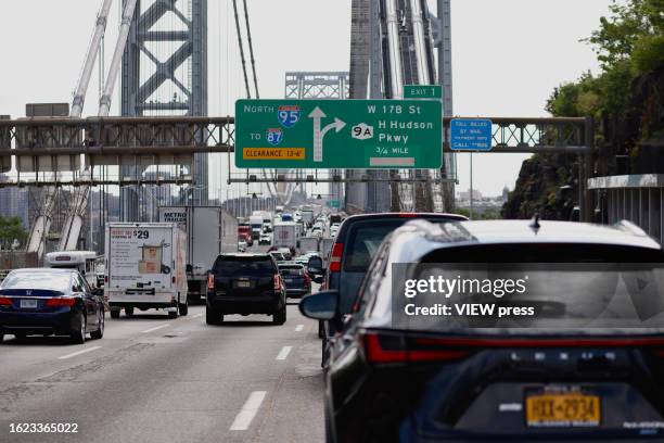 Traffic is seen along George Washington Bridge in New York on August 18, 2023. New York has received a plan by the Federal Highway Administration to...