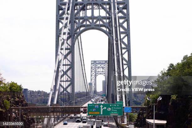Traffic is seen along George Washington Bridge in New York on August 18, 2023. New York has received a plan by the Federal Highway Administration to...
