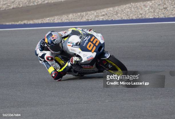 Collin Veijer of Netherlands and Liqui Moly Husqvarna Intact GP rounds the bend during the MotoGP of Austria - Free Practice at Red Bull Ring on...
