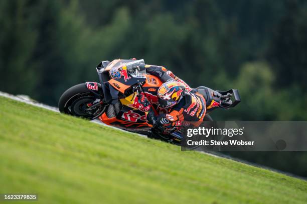 Jack Miller of Australia and Red Bull KTM Factory Racing rides during the practice of the MotoGP CryptoDATA Motorrad Grand Prix von Österreich at Red...