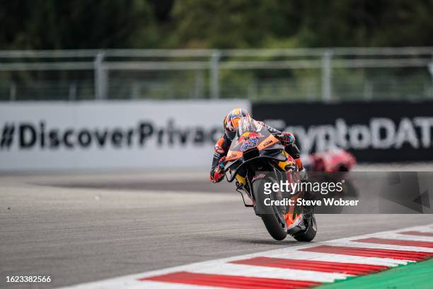 Jack Miller of Australia and Red Bull KTM Factory Racing rides during the practice of the MotoGP CryptoDATA Motorrad Grand Prix von Österreich at Red...