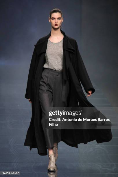 Model walks the runway at the Anteprima fashion show during Milan Fashion Week Womenswear Fall/Winter 2013/14 on February 21, 2013 in Milan, Italy.