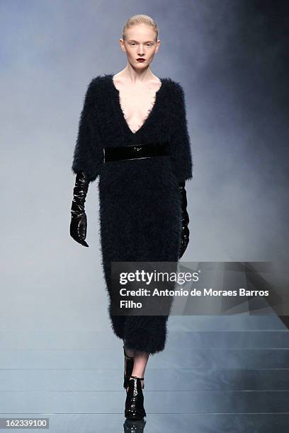 Model walks the runway at the Anteprima fashion show during Milan Fashion Week Womenswear Fall/Winter 2013/14 on February 21, 2013 in Milan, Italy.