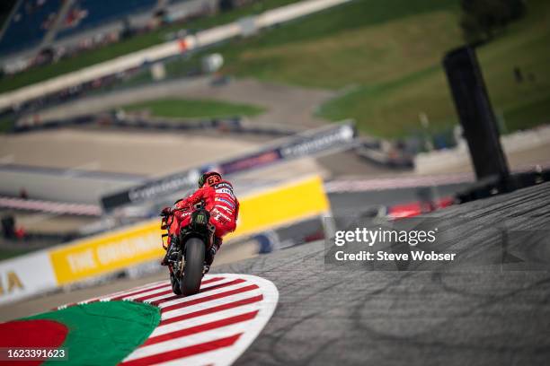 Francesco Bagnaia of Italy and Ducati Lenovo Team rides during the practice of the MotoGP CryptoDATA Motorrad Grand Prix von Österreich at Red Bull...