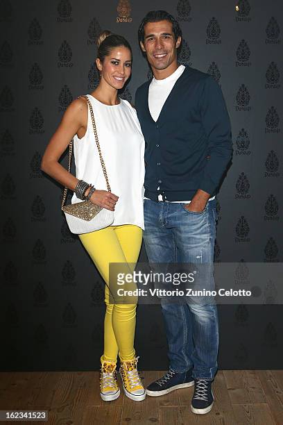 Elena Santarelli and guest attend Dondup Fashion Event at Venue Teatro Parenti on February 21, 2013 in Milan, Italy.