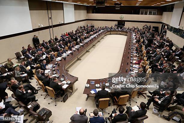 North Atlantic Treaty Organization Defense Ministers meet with non-NATO International Security Assistance Force contributing nations at NATO...