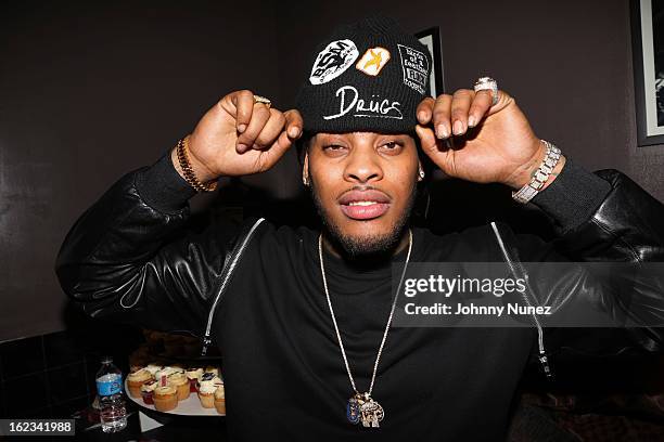 Waka Flocka Flame backstage at his "Thank You To Hip Hop" concert at BB King on February 21 in New York City.