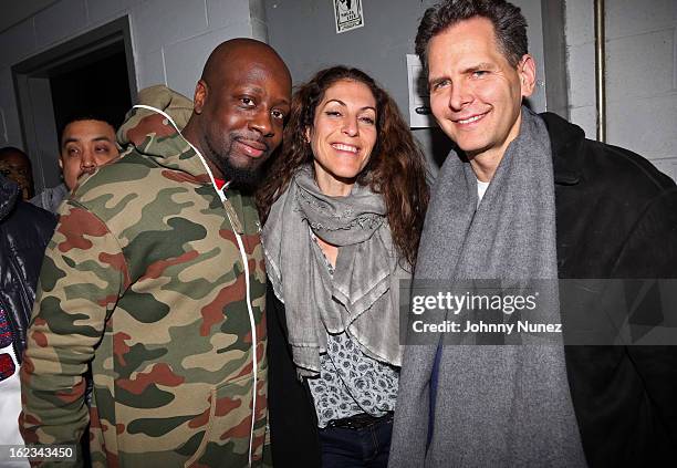 Wyclef Jean, Julie Greenwald, and Craig Kallman attend Waka Flocka's "Thank You To Hip Hop" concert at BB King on February 21 in New York City.