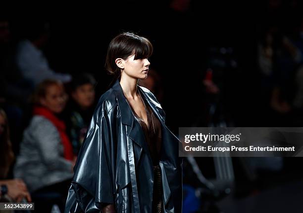 Model showcases designs by Martin Lamothe on the runway at the Martin Lamothe show during Mercedes Benz Fashion Week Madrid Fall/Winter 2013/14 at...