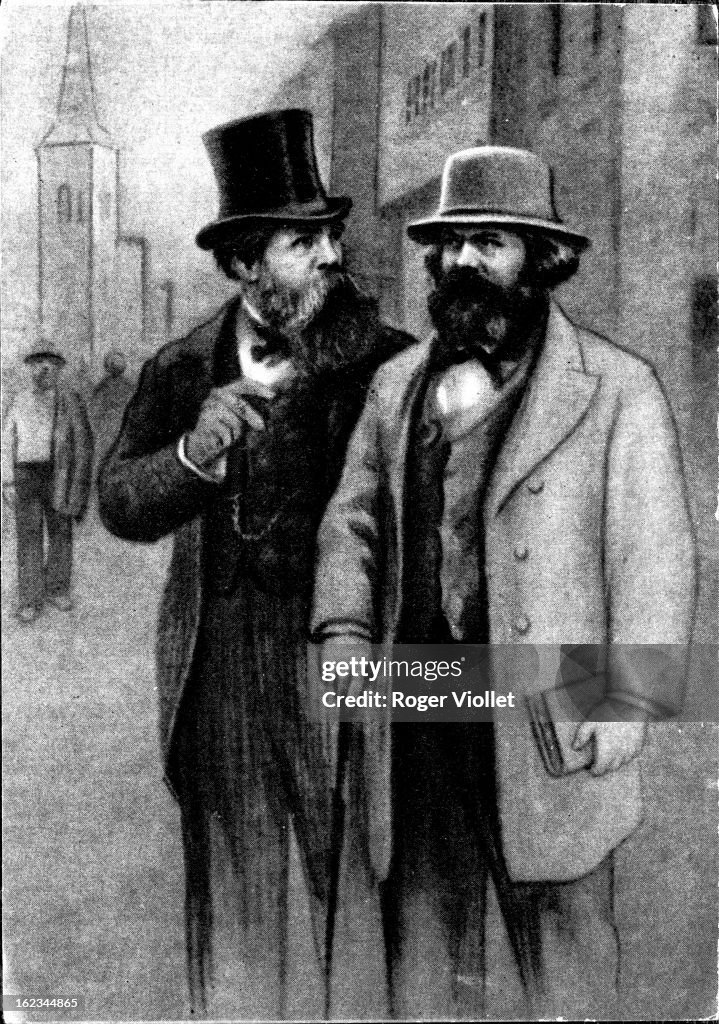 Karl Marx and Friedrich Engels , German social theorists, circa 1850 ...