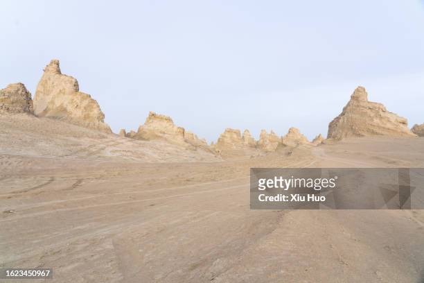 tire marks on the western yadan landform - science and transportation committee stock pictures, royalty-free photos & images