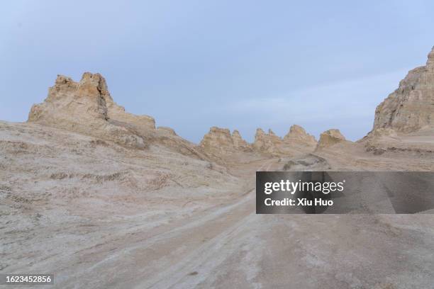 tire marks on the western yadan landform - science and transportation committee stock pictures, royalty-free photos & images