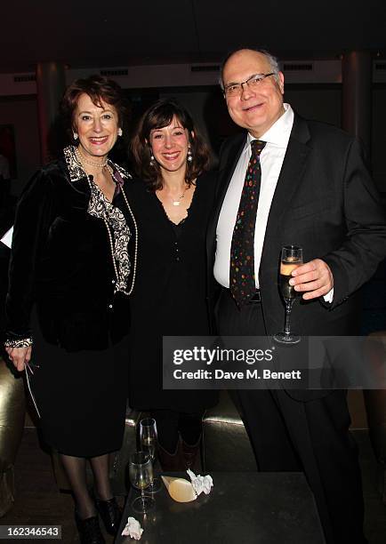 Maureen Lipman, Amy Rosenthal and Mike McShane attend 'The Tailor-Made Man' press night after party at the Haymarket Hotel on January 21, 2013 in...