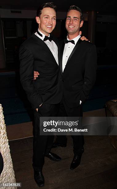 Dylan Turner and Bradley Clarkson attend 'The Tailor-Made Man' press night after party at the Haymarket Hotel on January 21, 2013 in London, England.