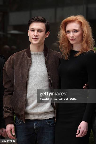 Actor Arnas Fedaravicius and actress Eleanor Tomlinson attend 'Educazione Siberiana' photocall at Visconti Palace Hotel on February 22, 2013 in Rome,...