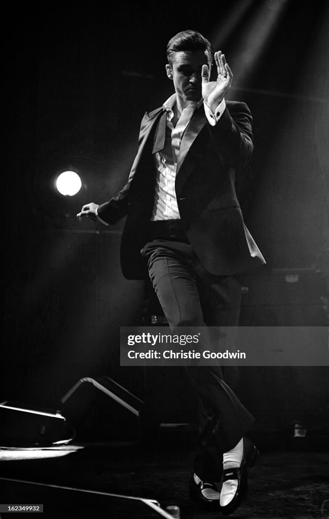 Justin Timberlake performs on stage at The Forum on February 20, 2013 ...