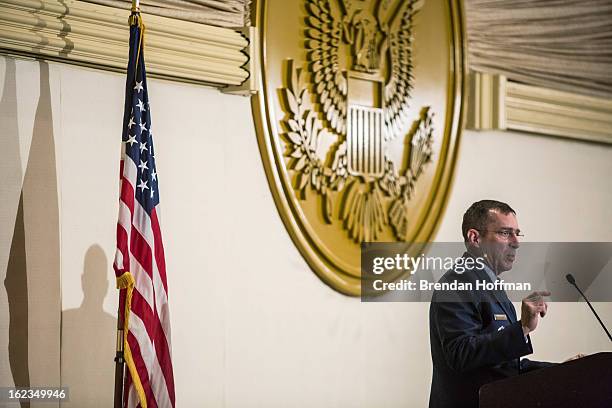 Cyber Command Director of Operations Maj. Gen. Brett Williams delivers the keynote address at the Armed Forces Communications and Electronics...