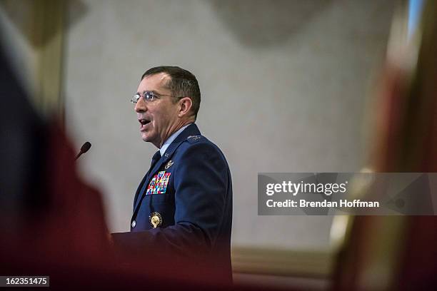 Cyber Command Director of Operations Maj. Gen. Brett Williams delivers the keynote address at the Armed Forces Communications and Electronics...