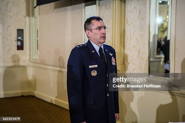 Cyber Command Director of Operations Maj. Gen. Brett Williams waits to deliver the keynote address at the Armed Forces Communications and Electronics...