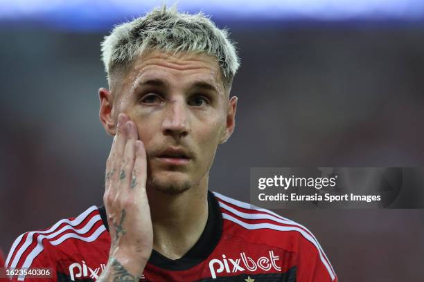 Guillermo Varela of Flamengo gestures during Copa do Brasil 2023 match between Flamengo and Gremio at Maracana Stadium on August 16, 2023 in Rio de...