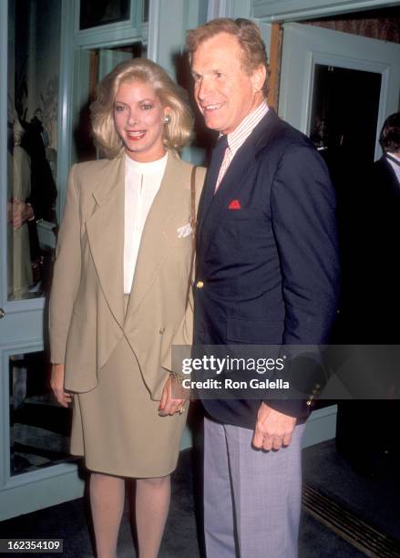 Actor Wayne Rogers and wife Amy Hirsh attend the Cocktail Party to Celebrate Reebok's Annual Celebrity Tennis Tournament on December 7, 1989 at...