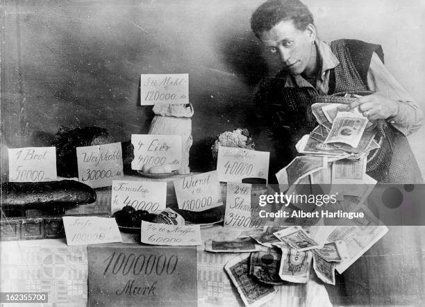 Weimar Republic. Extremely high cost of food after the 1923 devaluation in Germany.