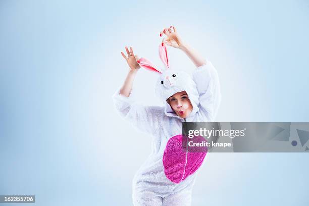 happy easter bunny - easter and humour stockfoto's en -beelden