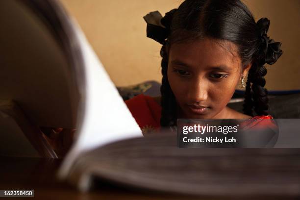 Visually impaired student attends a lesson at the Government High School for The Blind on February 22, 2013 in Kadapa, India. The school which is...