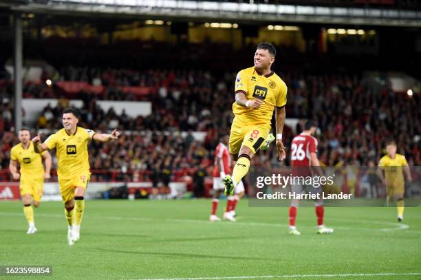 Gustavo Hamer of Sheffield United celebrates after scoring the team's first goal during the Premier League match between Nottingham Forest and...