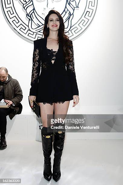 Lana Del Rey attends the Versace fashion show during Milan Fashion Week Womenswear Fall/Winter 2013/14 on February 22, 2013 in Milan, Italy.