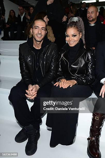 Wissam al Mana and Janet Jackson attend the Versace fashion show during Milan Fashion Week Womenswear Fall/Winter 2013/14 on February 22, 2013 in...