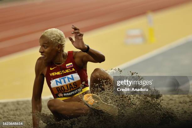 Yulimar Rojas of Team Venezuela competes in the Women's Triple Jump Final during day seven of the World Athletics Championships Budapest 2023 at...