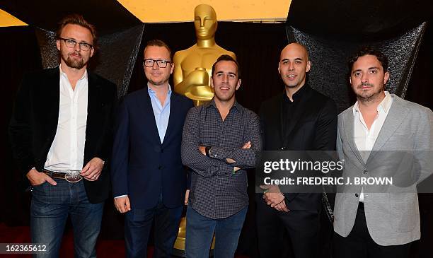 Directors and producers of the best Foreign Film nominations for the 85th Academy Awards, also known as The Oscar's, pose for the media in Hollywood...